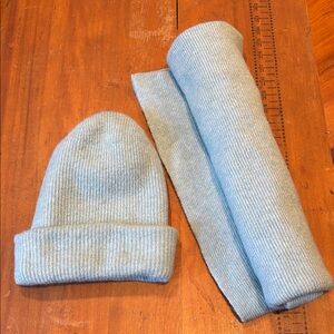 J CREW O/S 2-Pc Mint Ribbed Scarf & Hat Set in Supersoft Yarn Merino Alpaca